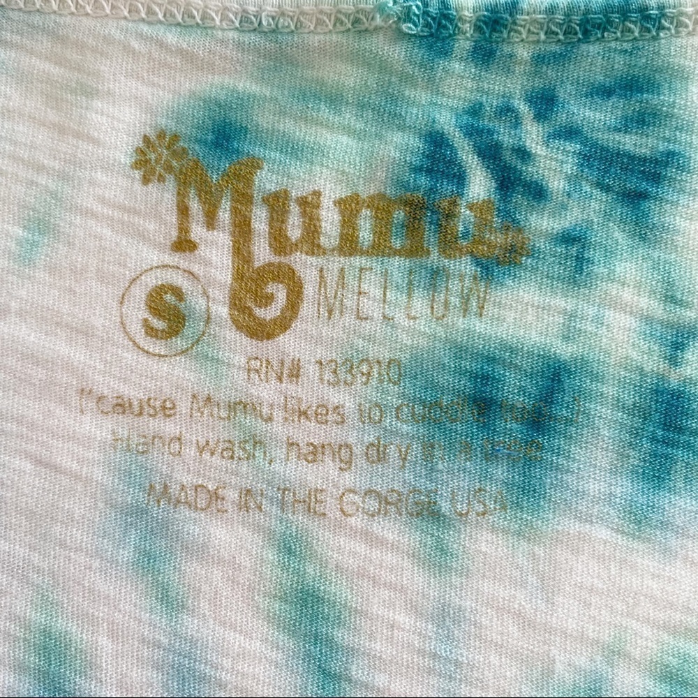 Mumu Mellow Blue Turquoise Tie Dye Short Sleeve Cover Top Shirt Size Small - Picture 6 of 8